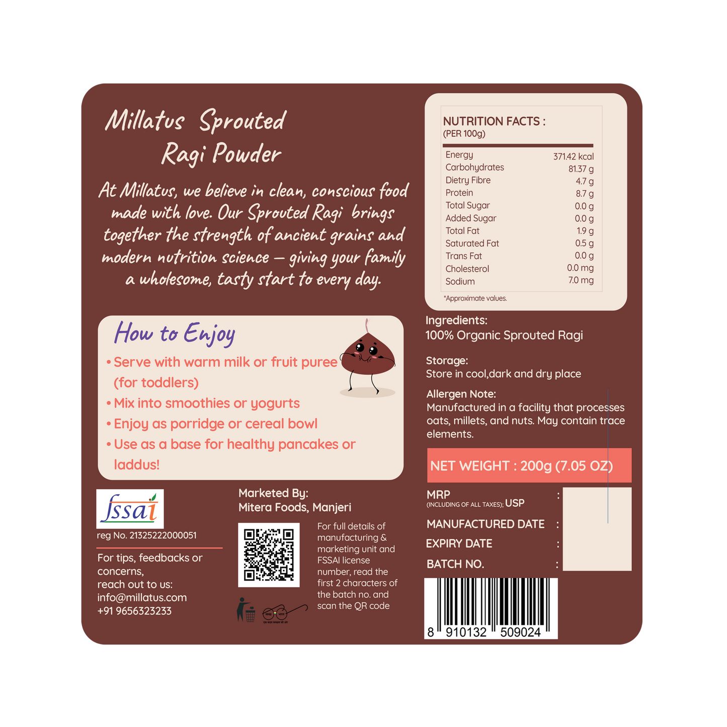 Sprouted Ragi Powder